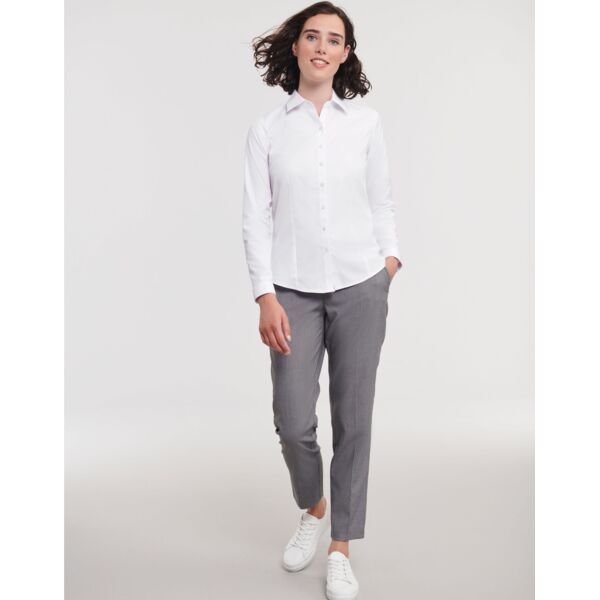 Ladies' Long Sleeve Tailored Herringbone Shirt Thumbnail