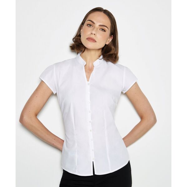Women's continental blouse mandarin collar cap sleeve (tailored fit) Thumbnail